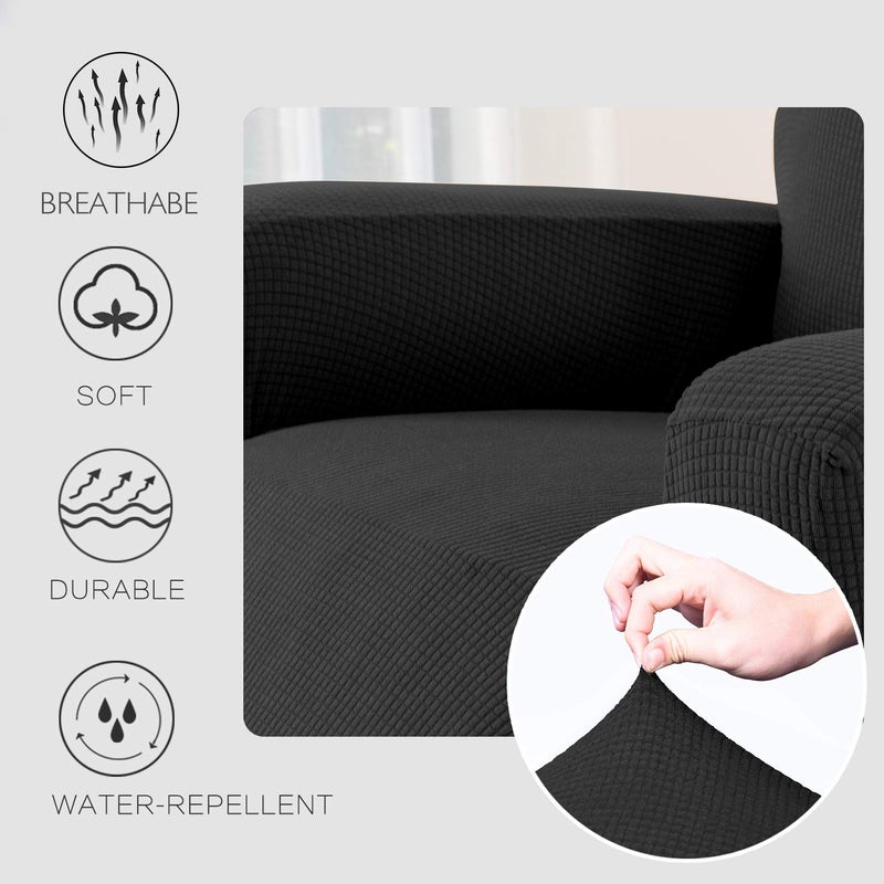Granbest Premium Water Repellent Recliner Chair Cover High Stretch Jacquard Fabric Recliner Slipcover with Pockets (Recliner, Black) - Image 4